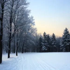 Frozen Winter Wonderland Amidst Scenic Forest