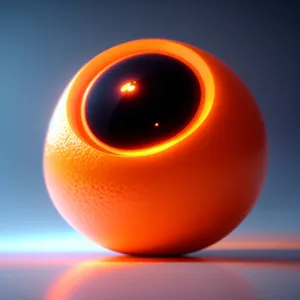 Shiny Glass Button in Orange with Reflection