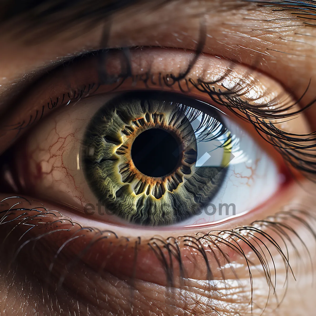 Picture of Closeup of human eye with beautiful eyelashes.