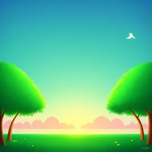 Vibrant Summer Meadow with Colorful Sky
