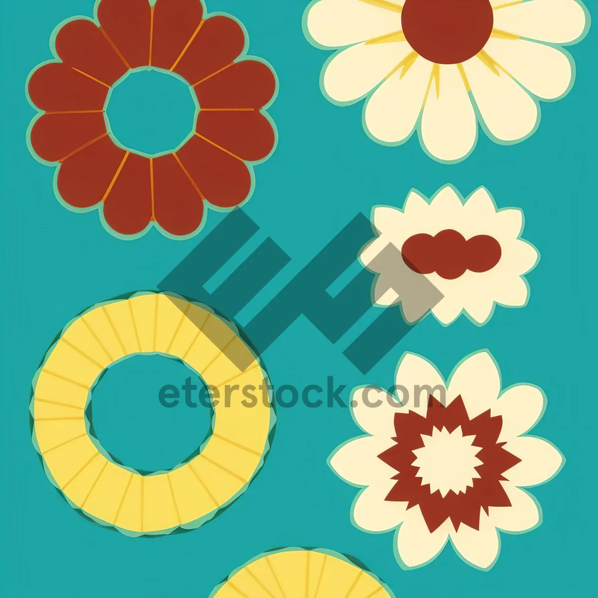 Picture of Summer Blooms: Retro Floral Tile Pattern