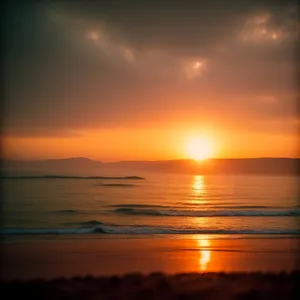 Golden Horizon over Tropical Beach