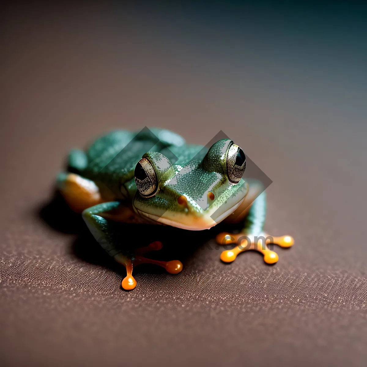 Picture of Bulging-eyed Tree Frog Peeking Through Leaves