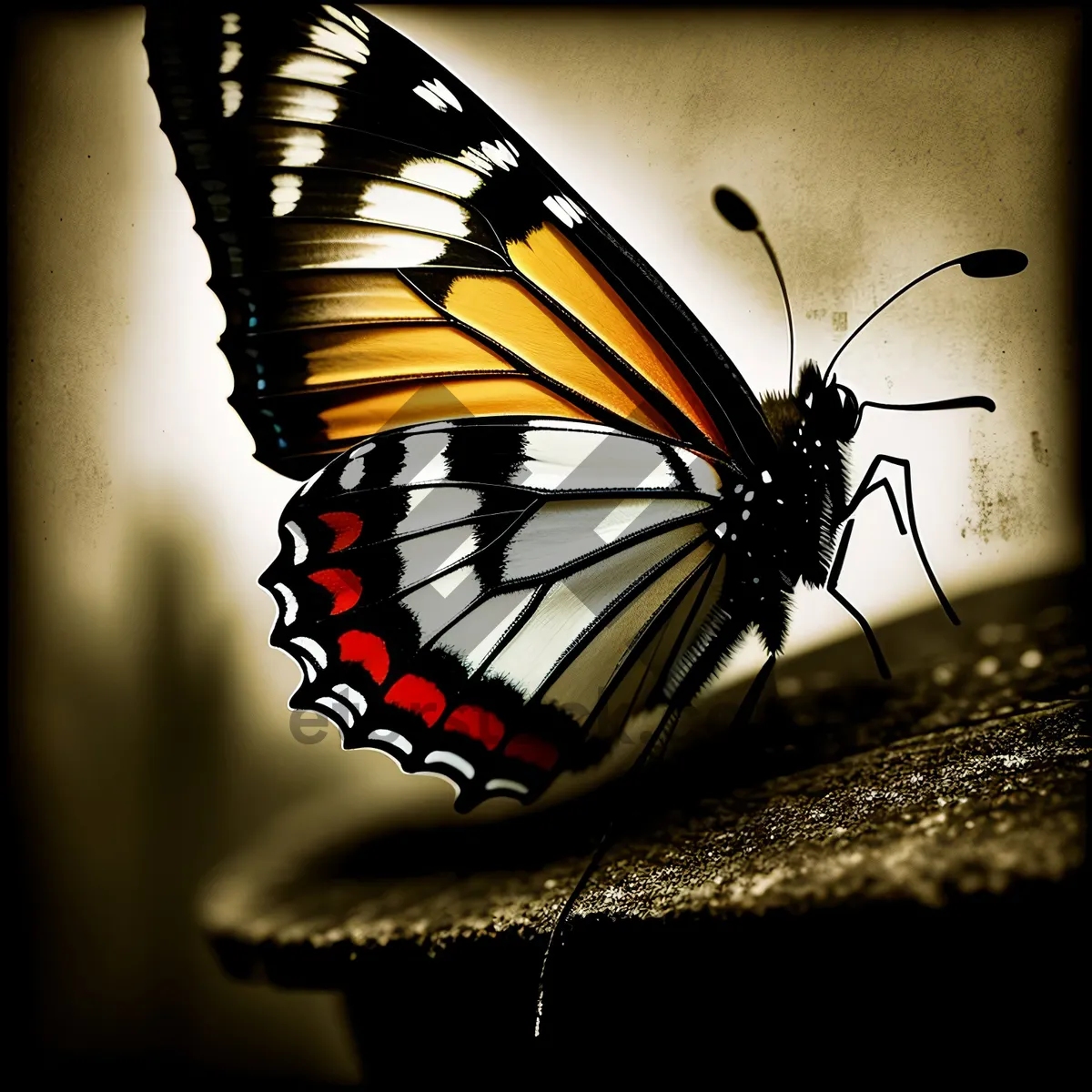 Picture of Colorful Monarch Butterfly on Orange Flower