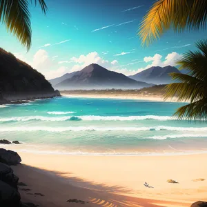 Tranquil Tropical Paradise: Beach, Palm, Ocean