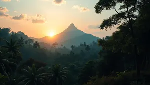 Golden Sunset Over National Park Valley Landscape