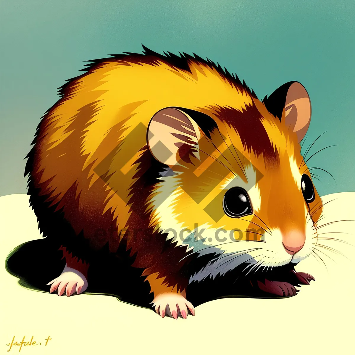 Picture of Furry pet rodent with goldfish ear.