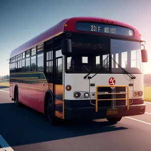 Transportation on a busy highway: Cars, buses, and trucks.