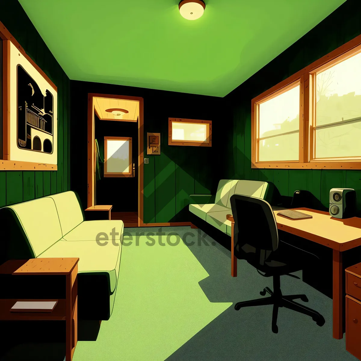 Picture of Modern luxury restaurant interior design with stylish furniture.