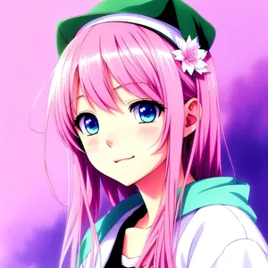 Fashionable Charm: Cartoon Model with Amulet and Bold Hairstyle