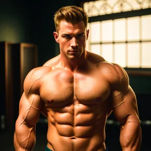 Powerful and Fit Male Torso Flexing Muscles