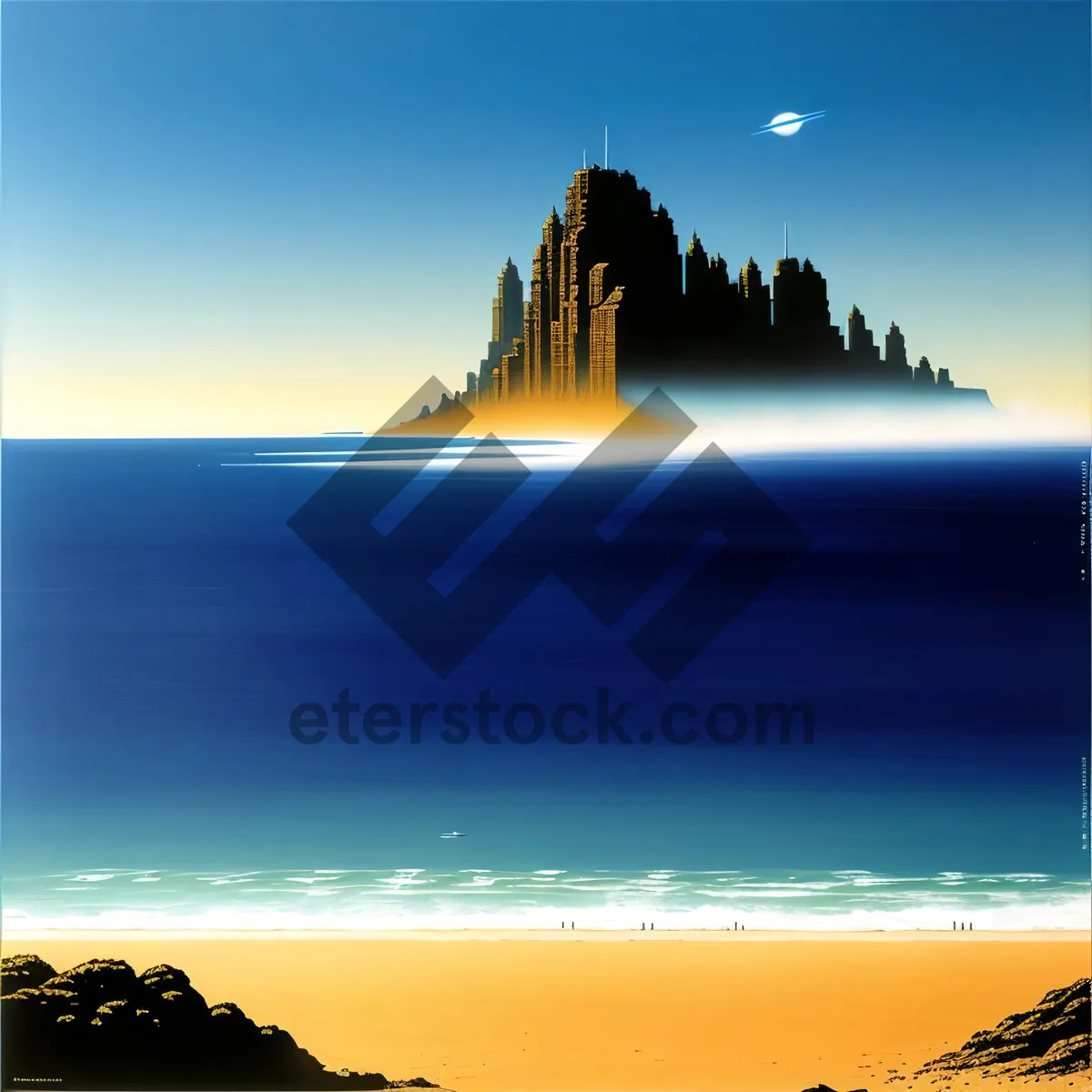 Picture of Sunset over Clear Ocean Waters