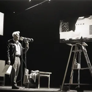 Silhouette of a Male Cameraman with Tripod