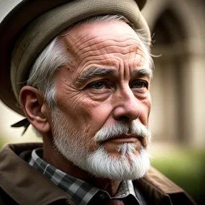 Smiling Senior Citizen with Gray Beard