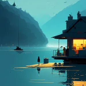 Coastal Serenity: A Vibrant Harbor Cityscape by the Ocean