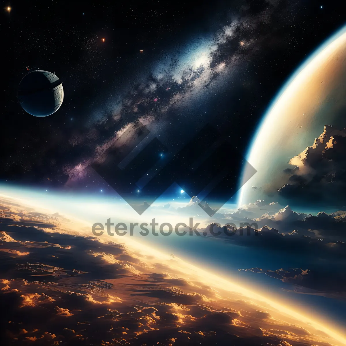 Picture of Dark moon in fantasy space universe