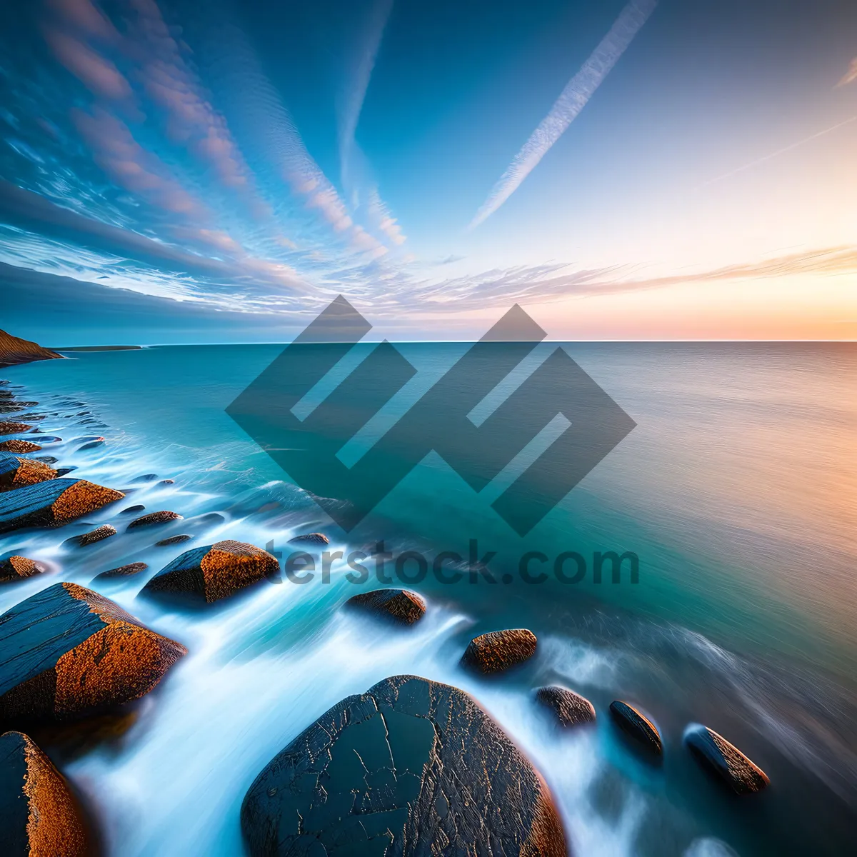 Picture of Vibrant Sunset over Ocean Waves