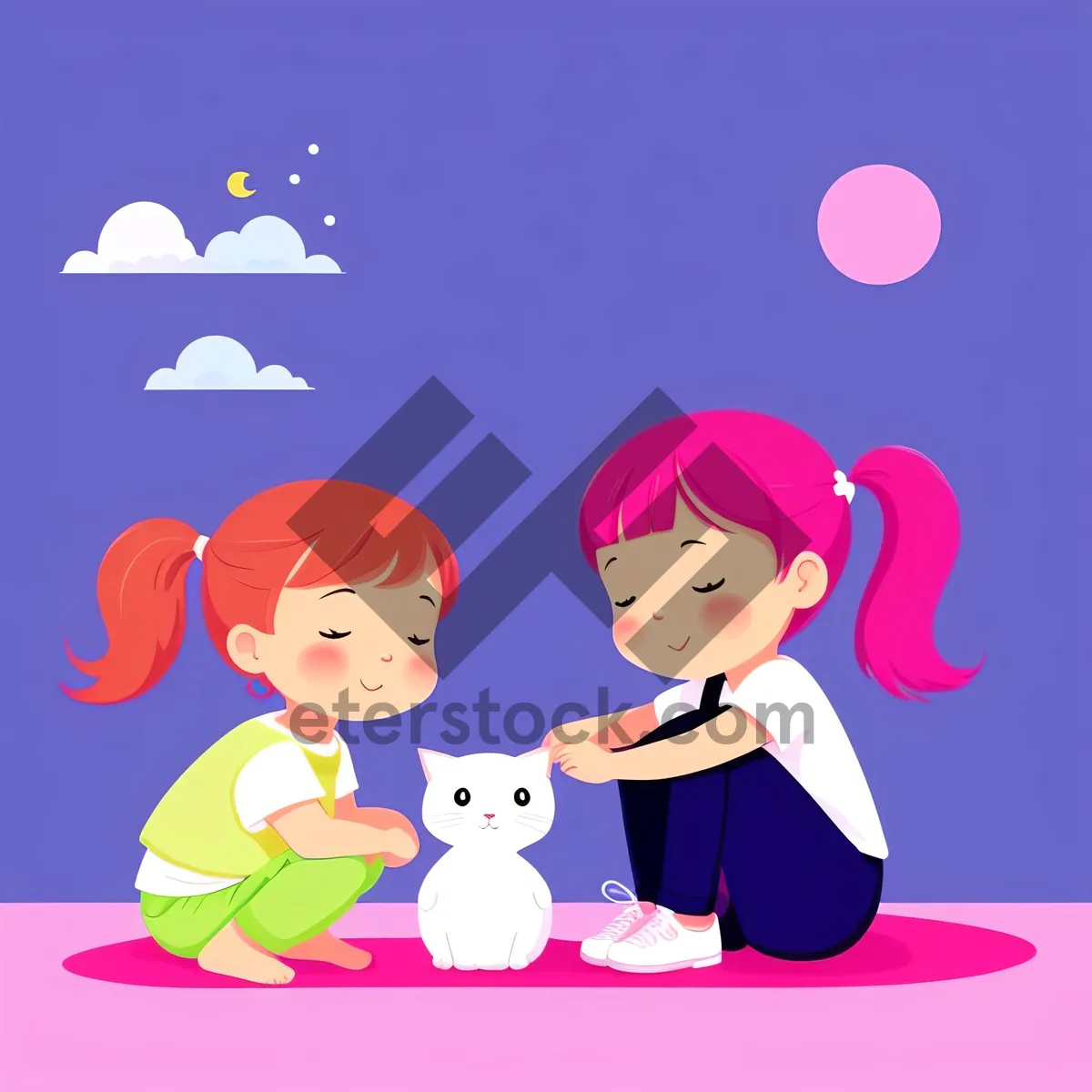 Picture of Happy Cartoon Boy with Bunny - Fun Kid's Cutout Clip Art