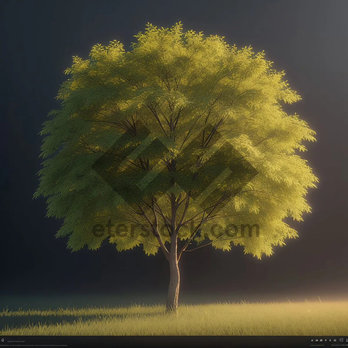 Picture of Autumn Acacia: Vibrant Sky and Yellow Foliage in Park