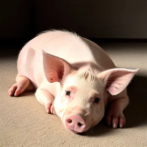 Adorable Piglet with Pink Piggy Bank