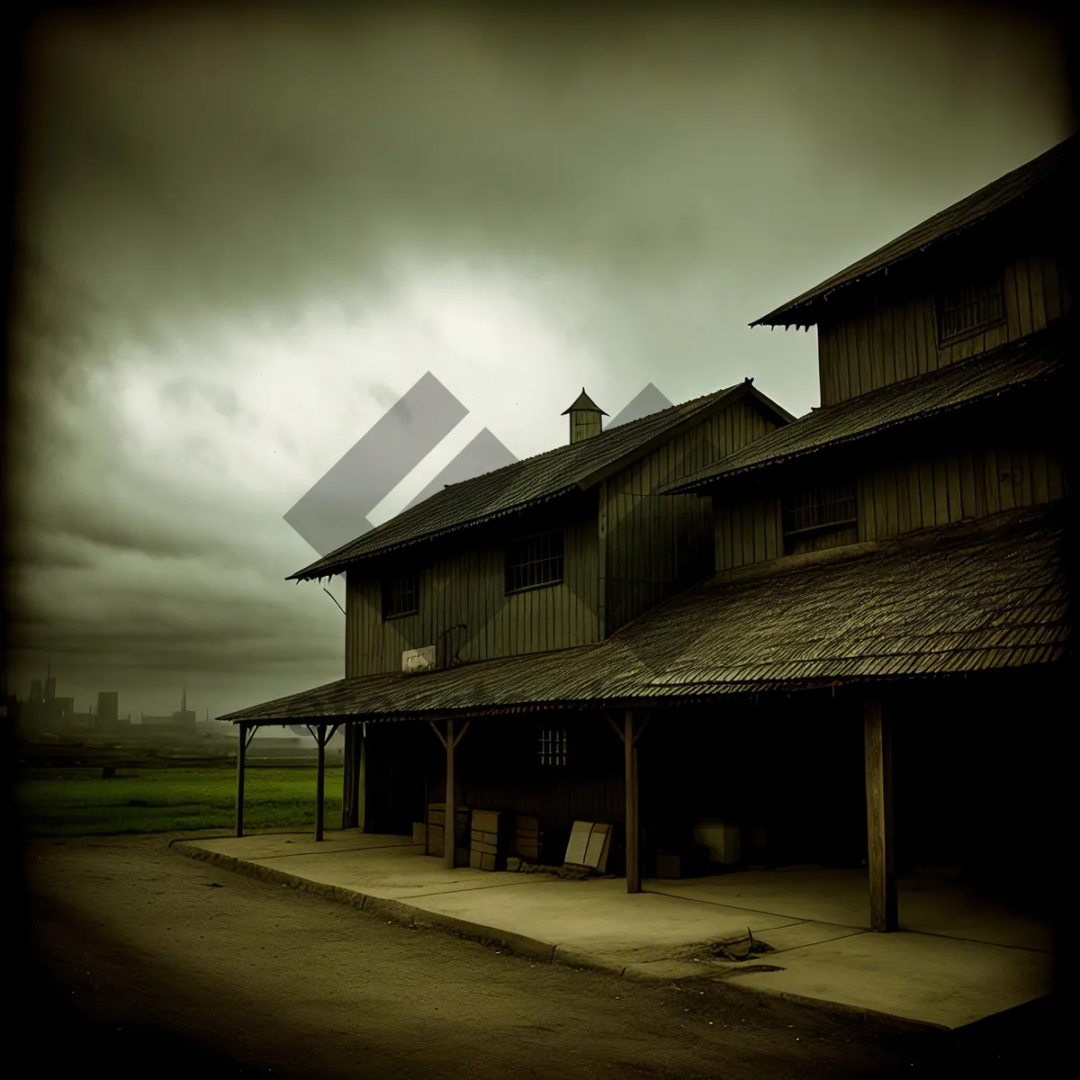 Picture of Rustic Farmhouse Under Serene Sky