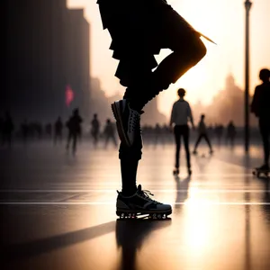 Skateboarding Group Silhouette - Male Figures