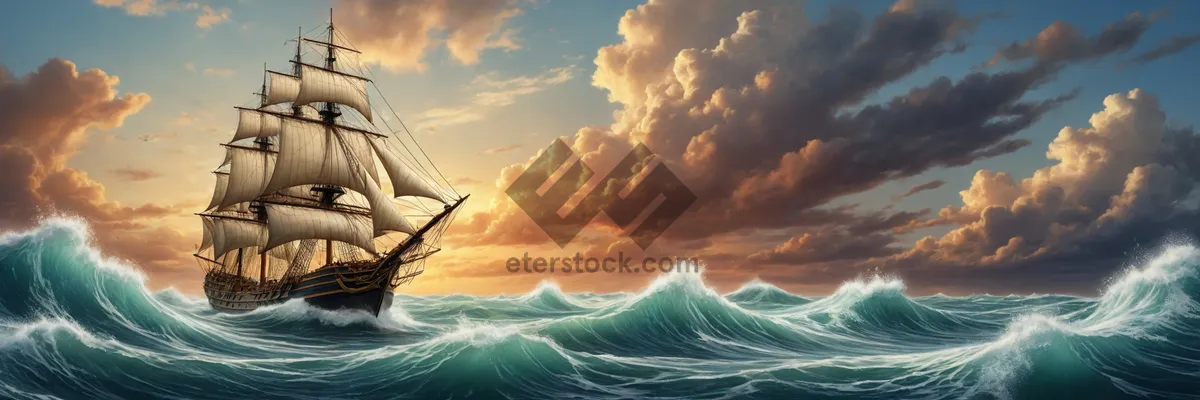 Picture of Sunset surfer riding waves at dusk