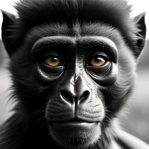 Wild Primate Faces: Ape, Monkey, Chimpanzee, Gibbon, Gorilla