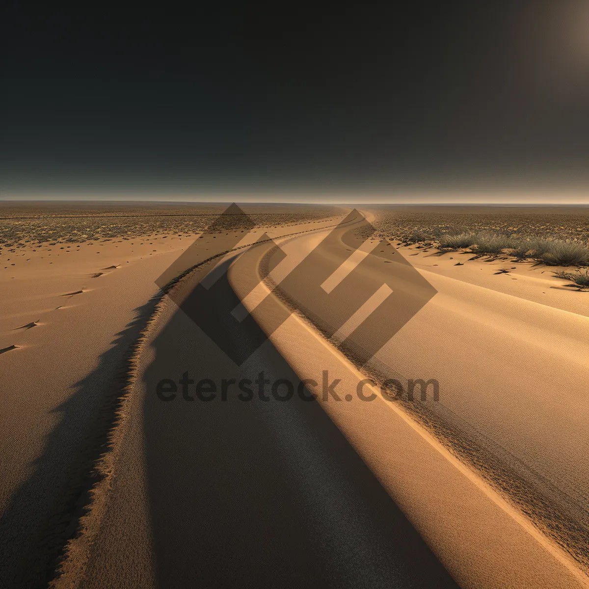 Picture of Desert Highway: Coastal Sand Dunes Underneath a Scenic Sky