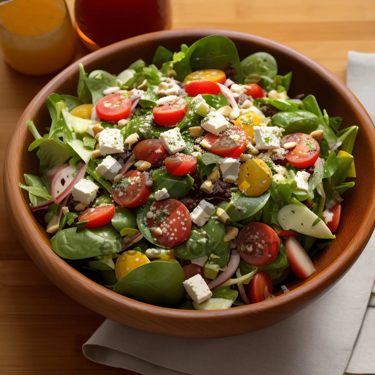 Picture of Delicious Fresh Salad with Cherry Tomatoes and Lettuce