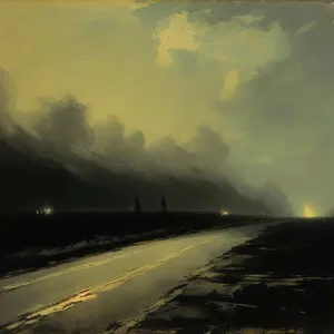 Golden Horizon: A Surreal Sunset Over the Beach
