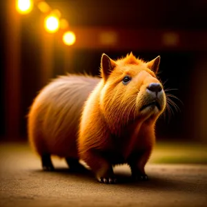 Furry Savings: Studio Portrait of Adorable Lion-Like Guinea Pig in Brown Fur