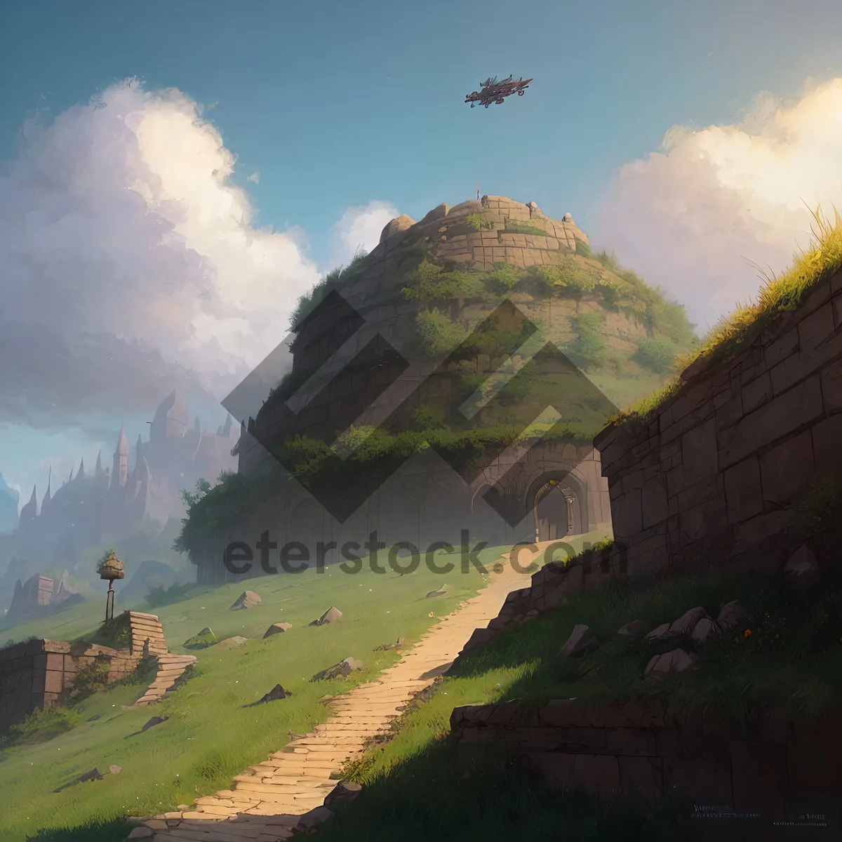 Picture of Majestic Mountain Citadel amidst Breathtaking Scenery