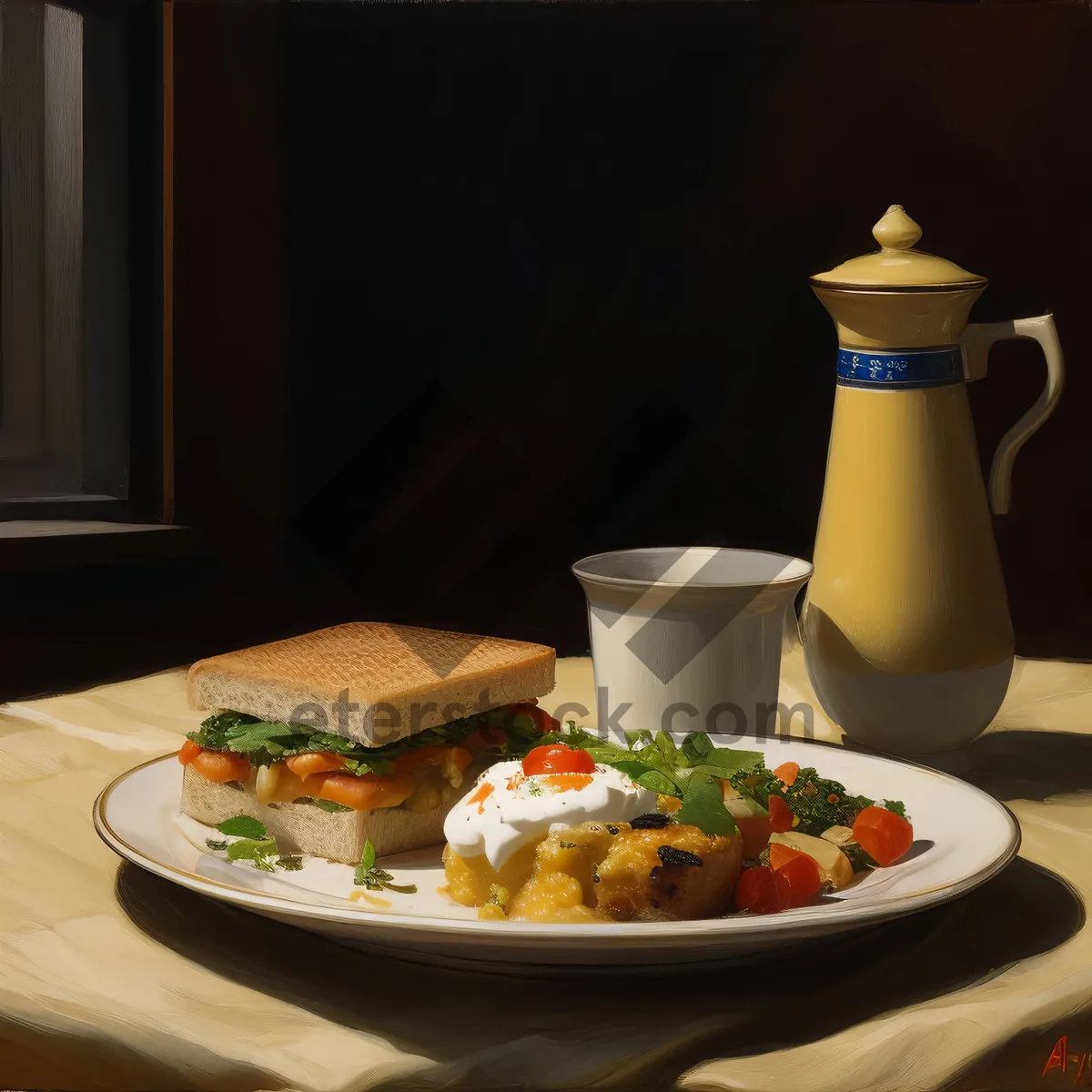 Picture of Delicious gourmet lunch on restaurant tabletop plate