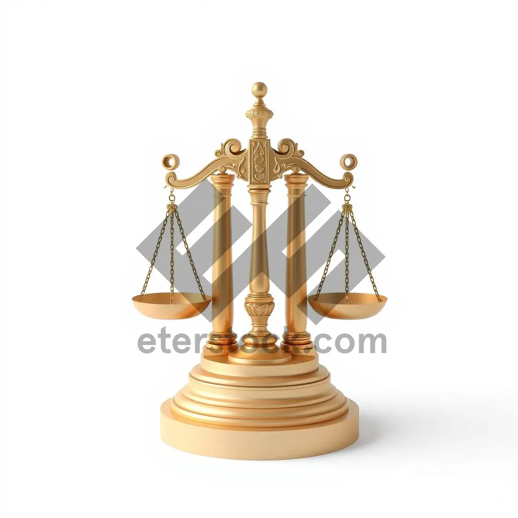 Picture of 3D gold baron symbol in bronze balance