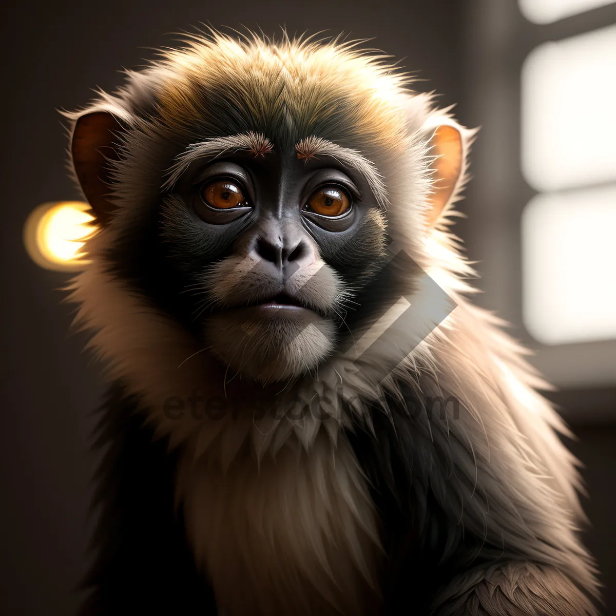 Picture of Furry Primate with Cute Eyes in the Wild