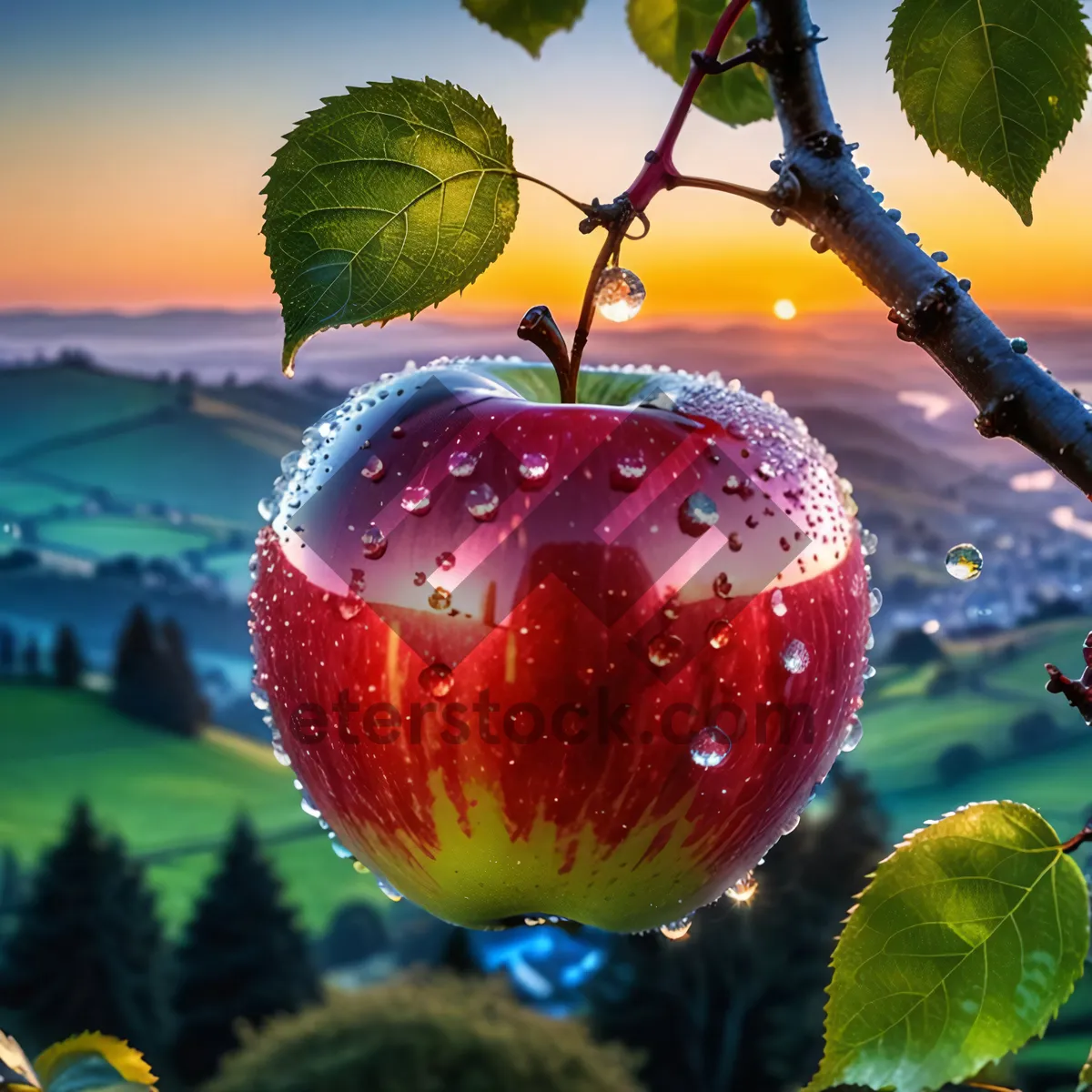 Picture of Fresh Organic Apple, Sweet and Juicy Fruit