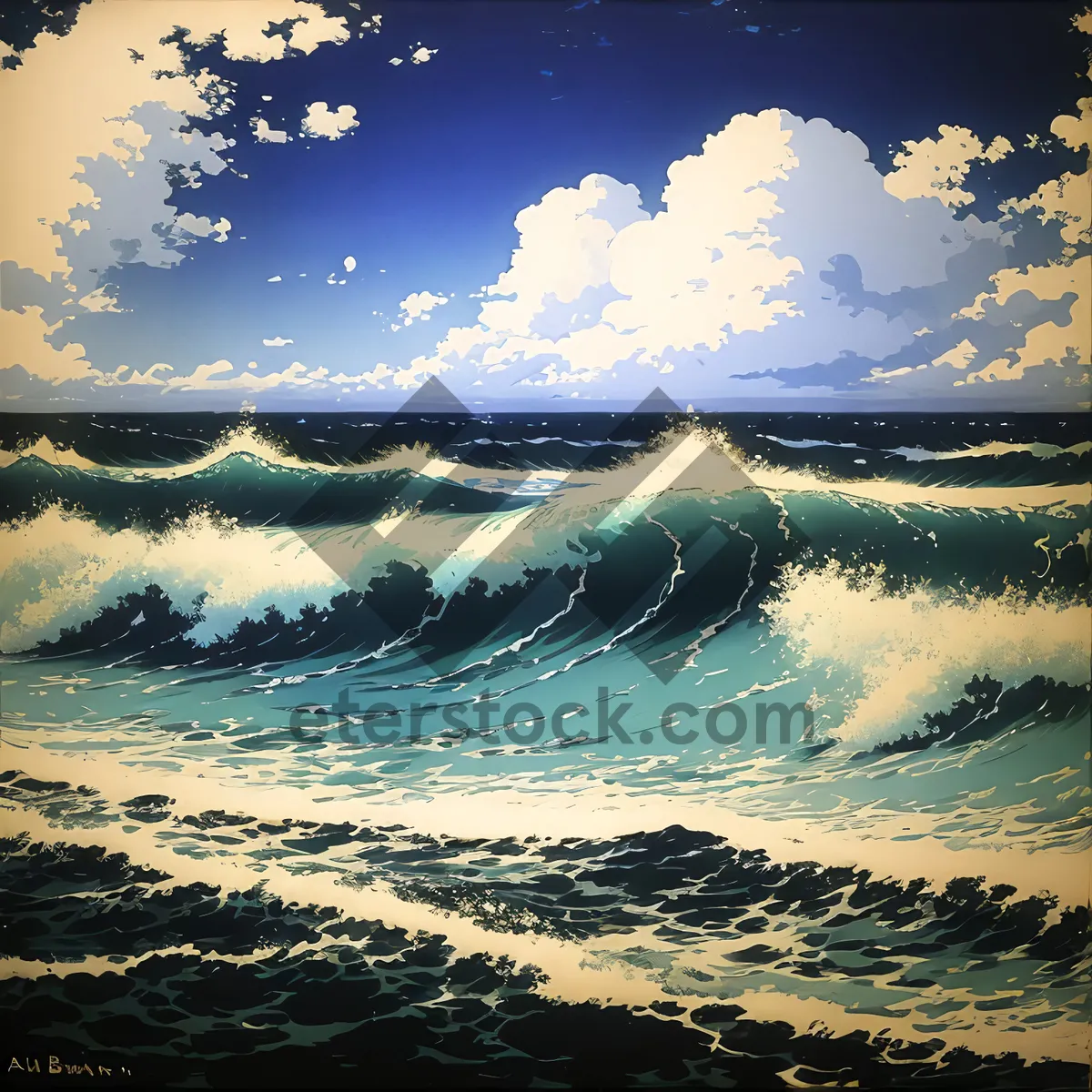 Picture of Serene Sunset over Ocean Waves