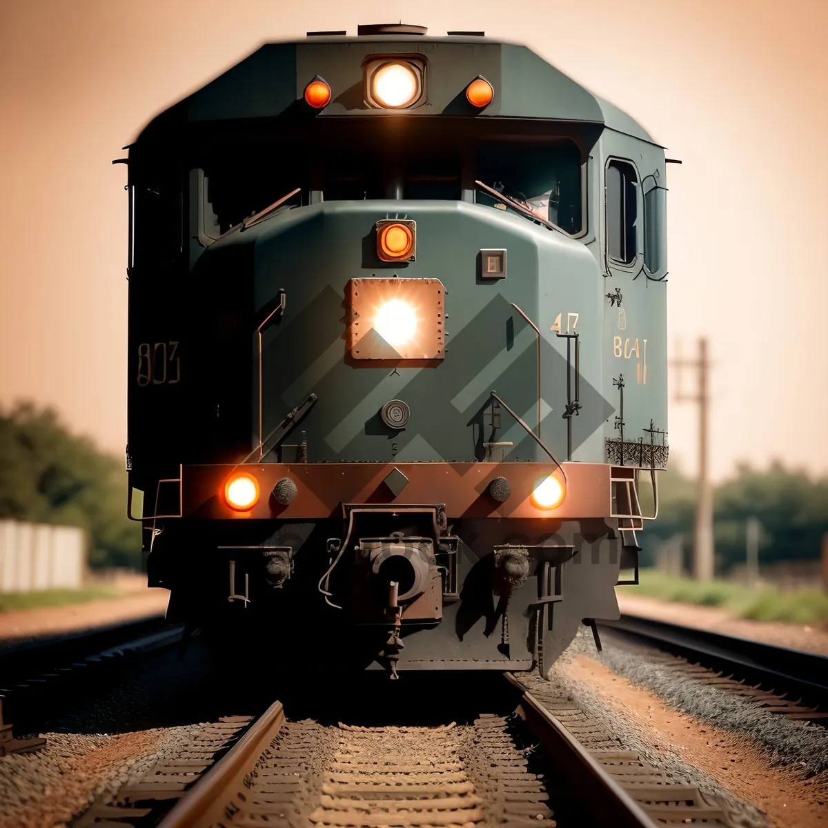 Picture of Powerful Steam Locomotive Chugging Down Railroad Tracks