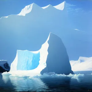 Majestic Arctic Glacier Reflection in Serene Frozen Waters