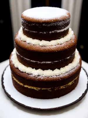 Scrumptious chocolate cake with drizzled sauce.