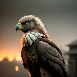 Hawk's Piercing Gaze: Majestic Predator in Flight