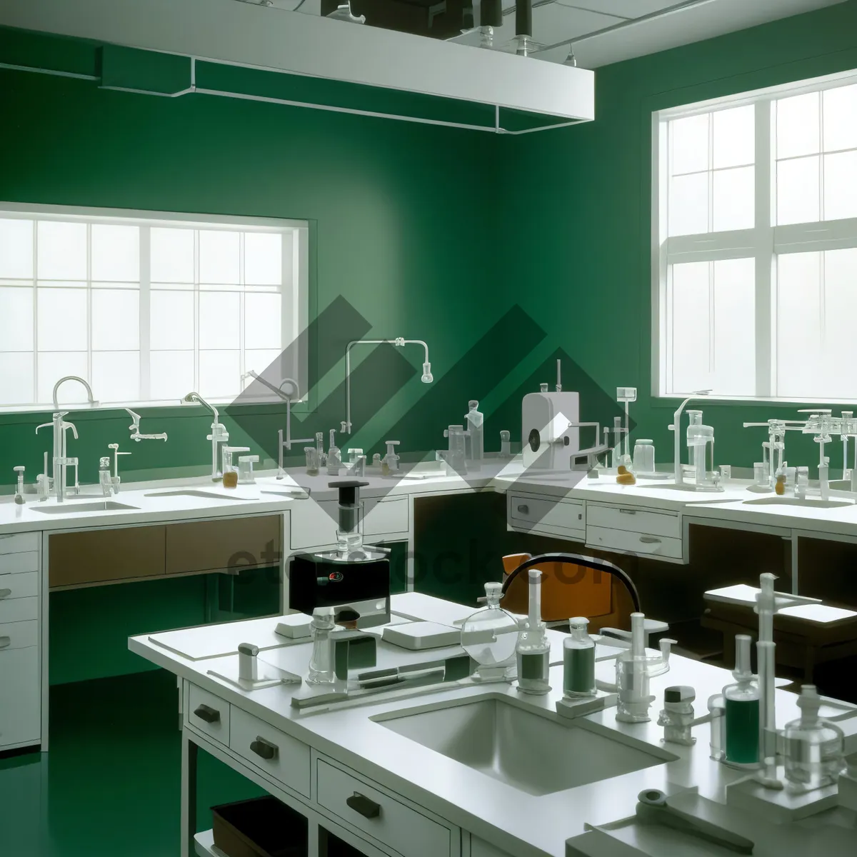 Picture of Modern Kitchen Interior with Stylish Furniture and Wood Flooring