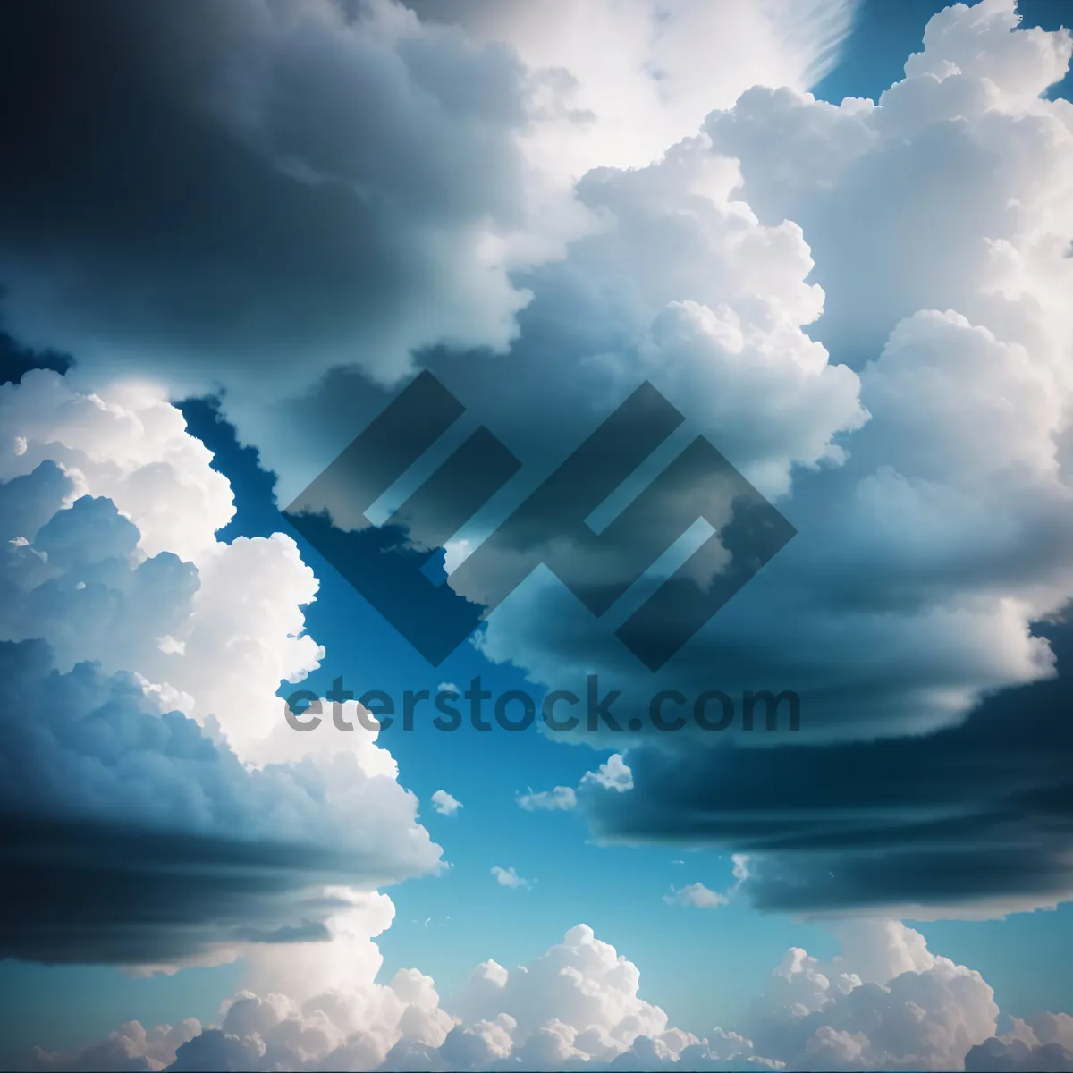 Picture of Vibrant Summer Sky with Fluffy Clouds