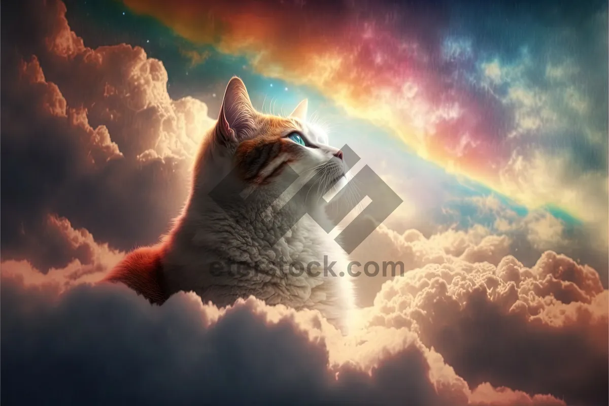 Picture of Cute domestic cat in the sky fluffy fur.