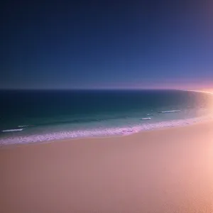 Tropical Sunset Over Tranquil Ocean Shore