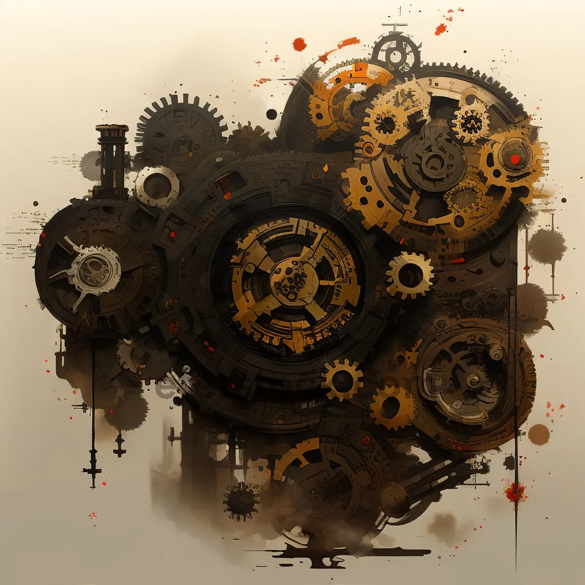 Picture of Abstract clockwork design with grunge circle elements.