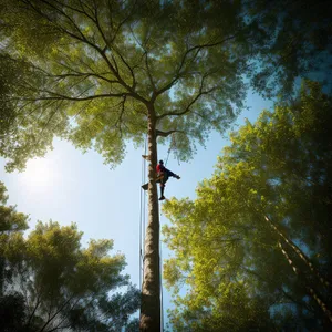 Skyline semaphore in serene forest landscape