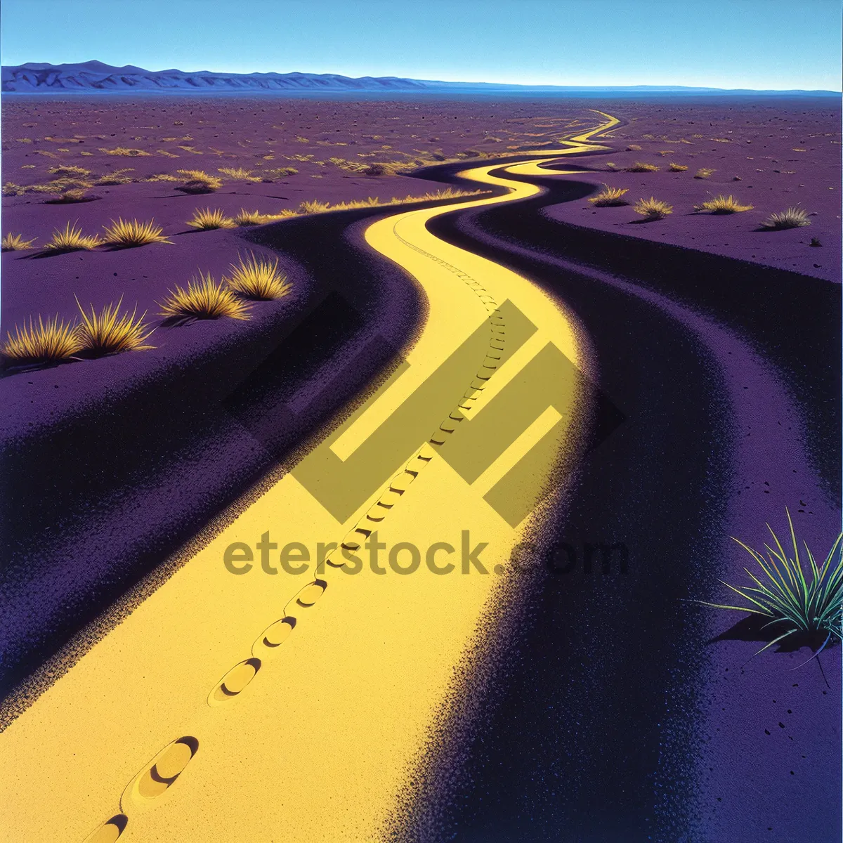 Picture of Golden Dunes: Captivating Sunset on Desert Highway