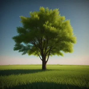 Serene Oak Landscape Under Sunny Skies